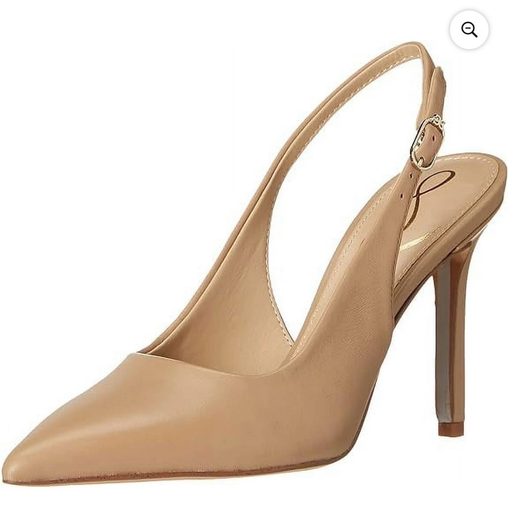 Sam Edelman Beige Pointed-Toe Slingback Heels